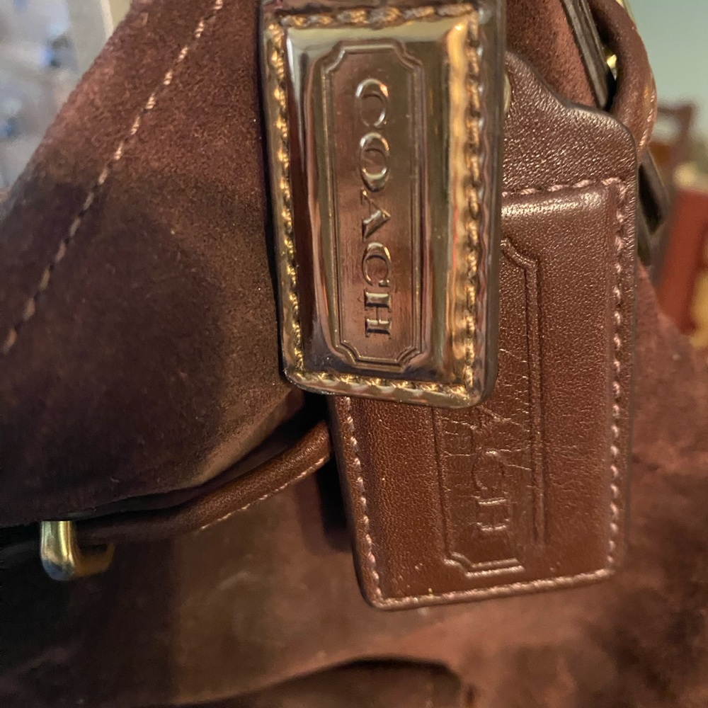 Coach Kristin Large Brown Suede Shoulder Bag - Picture 3 of 11
